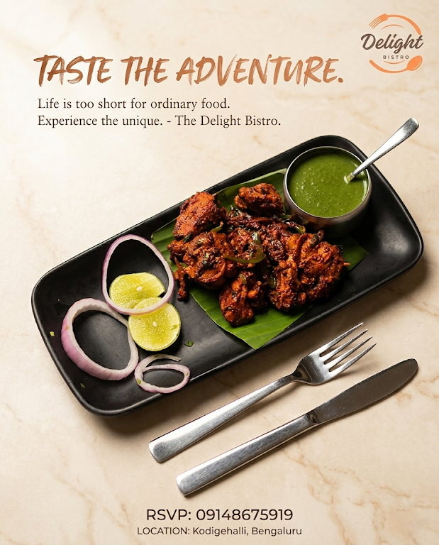 Chicken Kebabs at Delight Bistro Restaurant