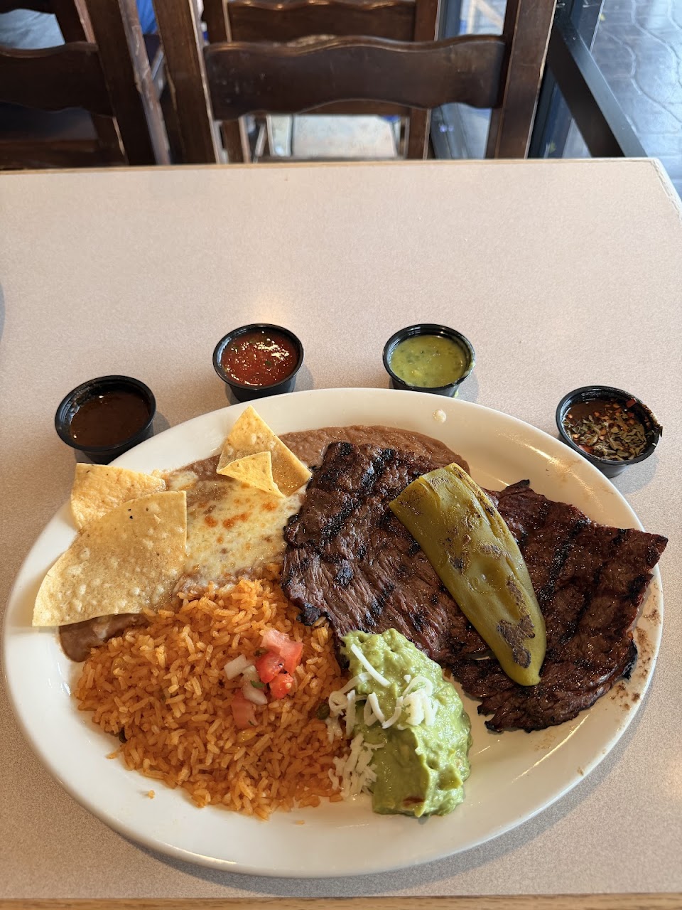 By and Tried Steak at Las Fuentes Mexican Restaurant