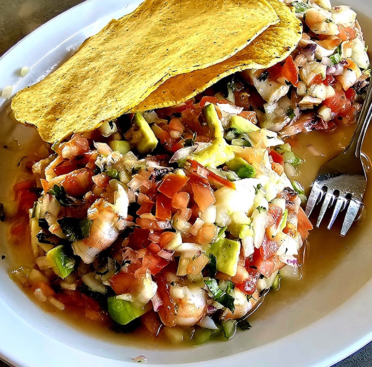 Tostadas Mixtas at Mariscos Los Arcos